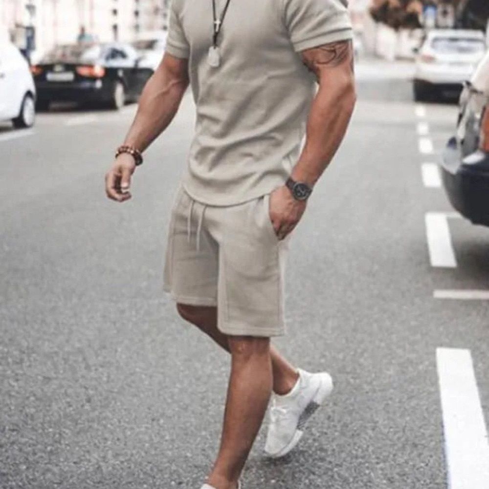 Men's Tan Shirt and Shorts Set